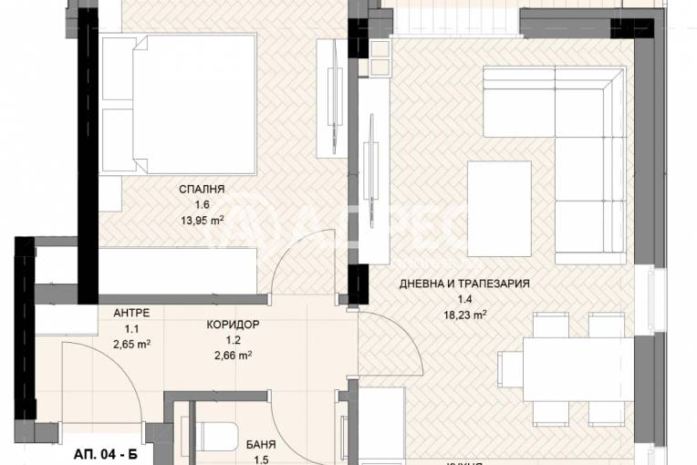 Двустаен апартамент, София, Овча купел, 671523, Снимка 2