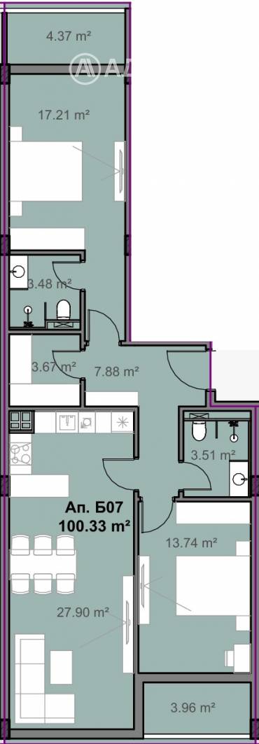 Тристаен апартамент, София, Свобода, 681523, Снимка 1