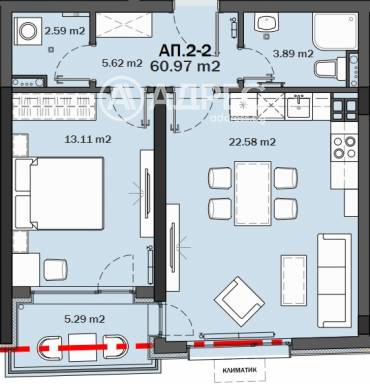 Двустаен апартамент, София, Суха река, 683525, Снимка 1