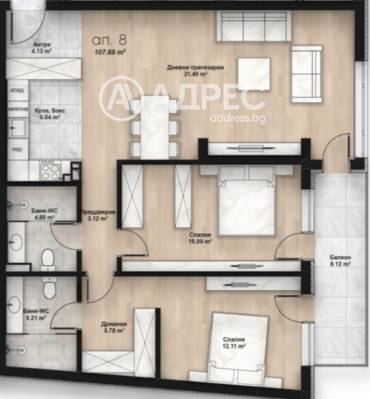 Тристаен апартамент, София, Люлин 2, 648526, Снимка 1