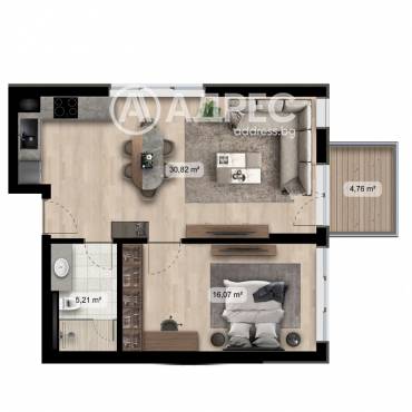 Двустаен апартамент, София, Полигона, 657529, Снимка 1