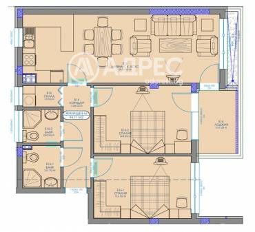 Тристаен апартамент, София, Обеля 2, 684531, Снимка 1
