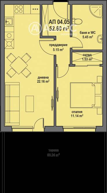 Двустаен апартамент, Банкя, Банкя, 680532, Снимка 1