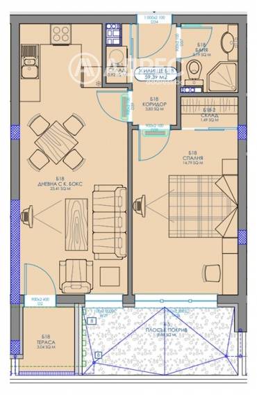 Двустаен апартамент, София, Обеля 2, 684533, Снимка 1