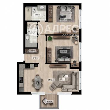 Тристаен апартамент, София, Полигона, 657535, Снимка 1