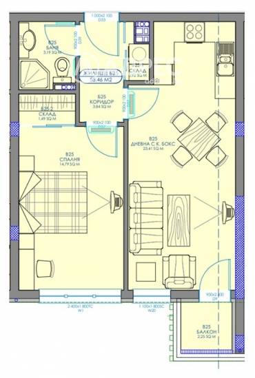 Двустаен апартамент, София, Обеля 2, 684540, Снимка 1