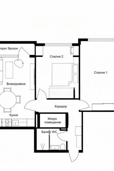 Тристаен апартамент, София, Красна поляна 1, 676545, Снимка 1