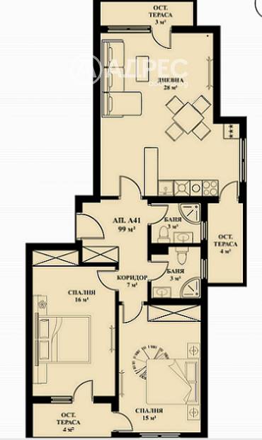 Тристаен апартамент, София, Люлин 5, 586547, Снимка 1