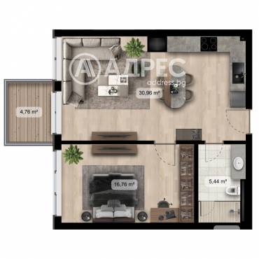 Двустаен апартамент, София, Полигона, 657552, Снимка 1