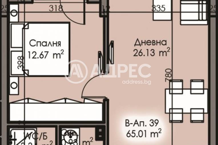 Двустаен апартамент, Бургас, Изгрев, 632553, Снимка 1