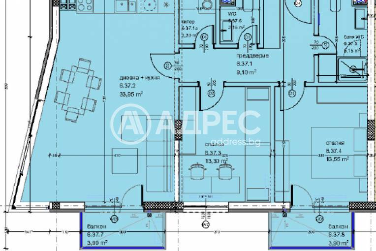 Тристаен апартамент, Варна, Кайсиева градина, 676553, Снимка 1