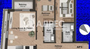 Тристаен апартамент, София, Лозенец, 656559, Снимка 4