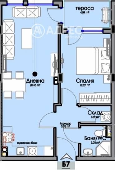 Двустаен апартамент, Бургас, Хоризонт, 663559, Снимка 1