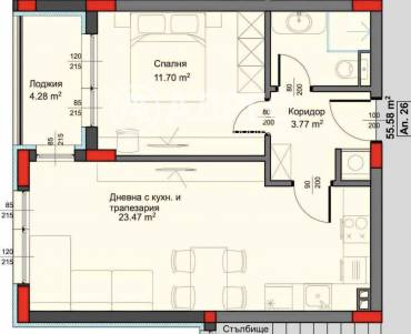 Двустаен апартамент, Варна, Аспарухово, 684559, Снимка 1
