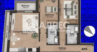 Тристаен апартамент, София, Лозенец, 656562, Снимка 4