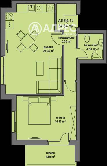 Двустаен апартамент, Банкя, Банкя, 680562, Снимка 1