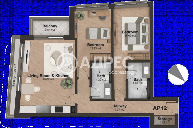 Тристаен апартамент, София, Лозенец, 656566, Снимка 4