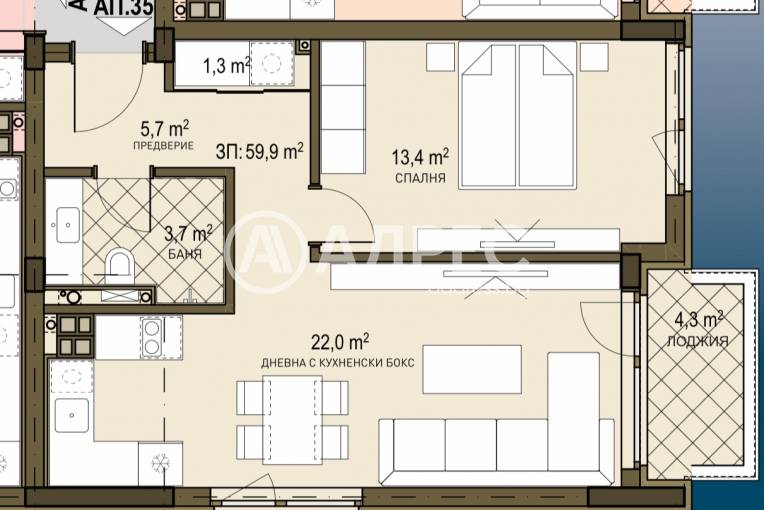 Двустаен апартамент, София, Овча купел 2, 686566, Снимка 1