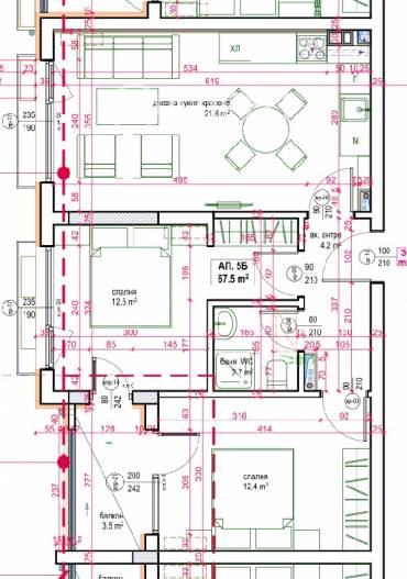 Тристаен апартамент, Бургас, Меден рудник - зона В, 684568, Снимка 1