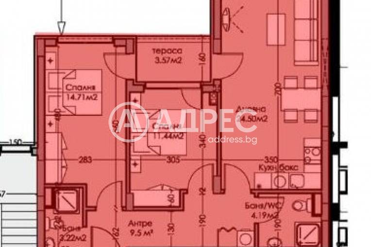 Тристаен апартамент, Бургас, Мадика, 665572, Снимка 2