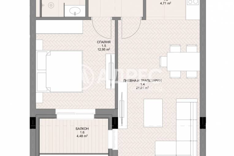 Двустаен апартамент, София, Овча купел, 671572, Снимка 2