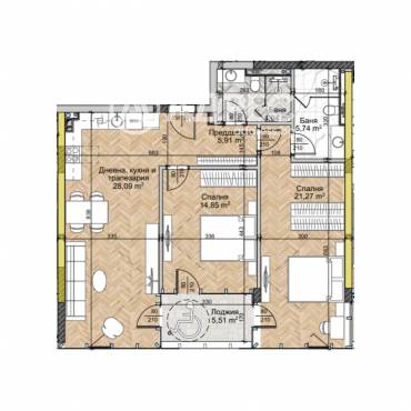 Тристаен апартамент, София, Люлин 2, 677575, Снимка 1