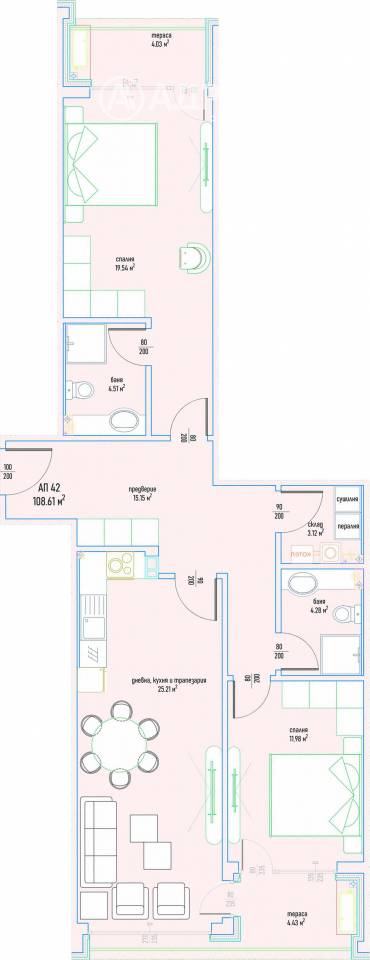 Тристаен апартамент, София, Малинова Долина, 645580, Снимка 1