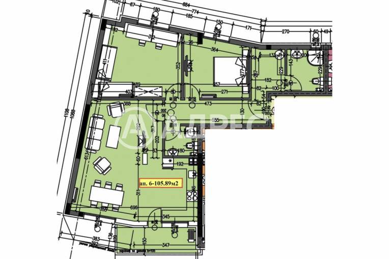 Тристаен апартамент, Варна, Аспарухово, 604585, Снимка 2