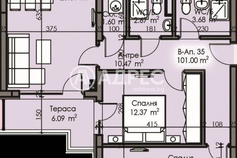 Тристаен апартамент, Бургас, Изгрев, 692585, Снимка 1