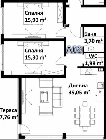 Тристаен апартамент, Пловдив, Кършияка, 652593, Снимка 1