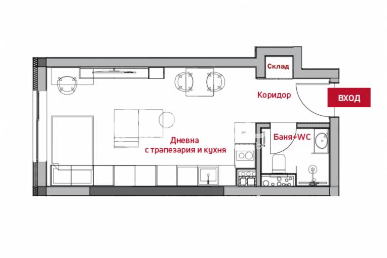 Едностаен апартамент, София, Център, 677594, Снимка 8