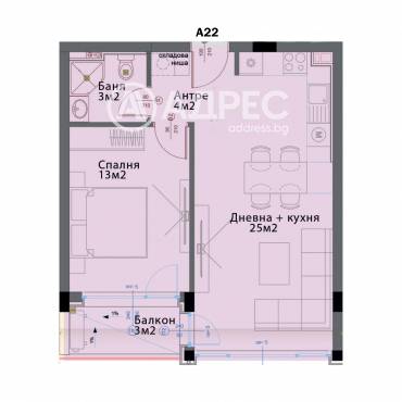 Двустаен апартамент, София, Модерно предградие, 660600, Снимка 1