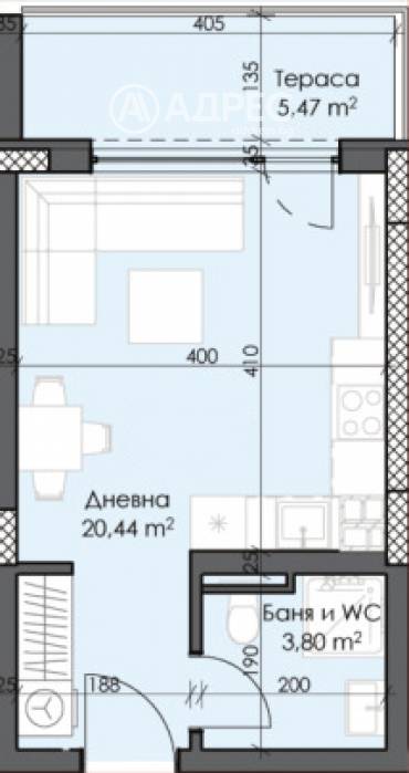 Едностаен апартамент, Пловдив, Тракия, 689603, Снимка 1