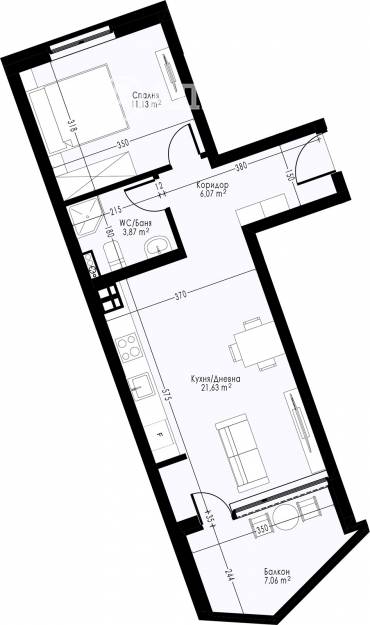 Двустаен апартамент, Варна, Възраждане 4, 589604, Снимка 1