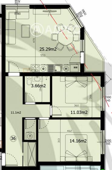 Тристаен апартамент, Варна, Владислав Варненчик, 678606, Снимка 1