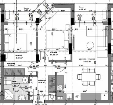 Тристаен апартамент, Стара Загора, Три чучура-север, 638613, Снимка 1