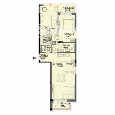 Тристаен апартамент, София, Модерно предградие, 660613, Снимка 1