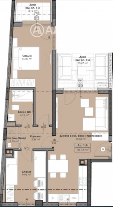 Тристаен апартамент, София, Връбница 2, 635615, Снимка 1