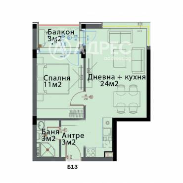 Двустаен апартамент, София, Модерно предградие, 660616, Снимка 1