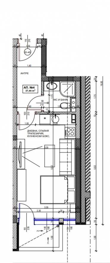 Едностаен апартамент, Поморие, Стария град, 642617, Снимка 1