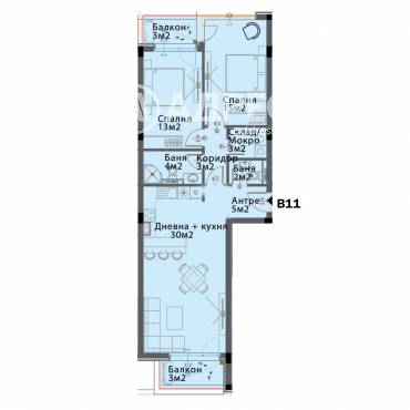 Тристаен апартамент, София, Модерно предградие, 660618, Снимка 1