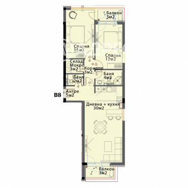 Тристаен апартамент, София, Модерно предградие, 660622, Снимка 1