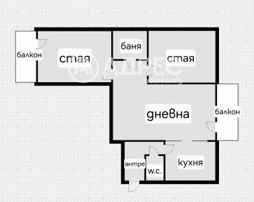 Тристаен апартамент, София, Оборище, 702623, Снимка 1