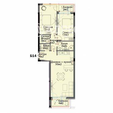 Тристаен апартамент, София, Модерно предградие, 660626, Снимка 1