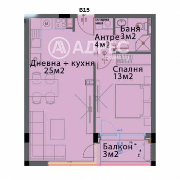 Двустаен апартамент, София, Модерно предградие, 660628, Снимка 1