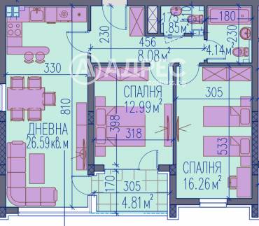 Тристаен апартамент, Пловдив, Тракия, 662631, Снимка 1