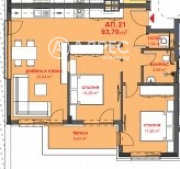 Тристаен апартамент, Бургас, Меден рудник - зона Д, 646632, Снимка 1