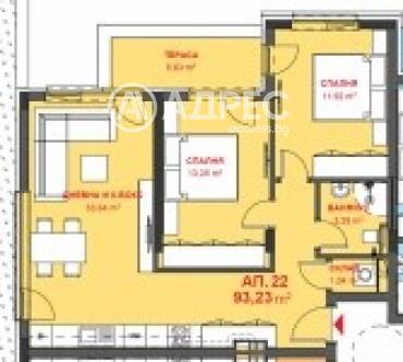 Тристаен апартамент, Бургас, Меден рудник - зона Д, 646633, Снимка 1