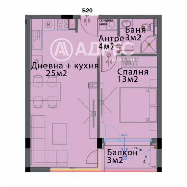 Двустаен апартамент, София, Модерно предградие, 660634, Снимка 1