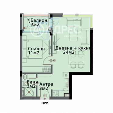 Двустаен апартамент, София, Модерно предградие, 660638, Снимка 1